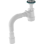 Сифон для умывальника 1 1/2х40 с удл.горл с мет.реш 40х40/50 S0515