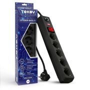 Сетевой фильтр 5х1.8м с заземл.,с защ. от скачков напр. и перегрузок черн.TOKOV TKE-C05-SF5-1.8-ZV