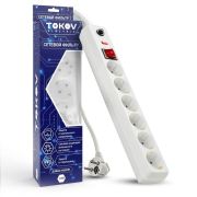 Сетевой фильтр 6х1.8м с заземл.,защ. от скачков напр. и перегрузок TOKOV TKE-C01-SF6-1.8-ZV