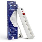 Сетевой фильтр 5х5м с заземл.,с защ. от скачков напр. и перегрузок бел.TOKOV TKE-C01-SF5-5-ZV