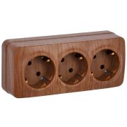 Розетка 3-м ОП GLORY РС23-3-ХД 16А с заземл. дуб IEK ERH31-K24-16