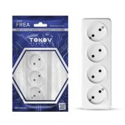 Розетка 4-м ОП Frea 16А IP20 250В без заземл. АБС-пластик бел. TOKOV TKE-FR-R4-C01
