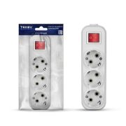 Колодка удлинителя 3-м 16А с заземл. с выкл. АБС-пластик бел. TOKOV TKE-C01-KU3-ZV