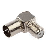 Переходник угловой F-гнездо TV гнездо, метал.