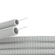 Труба гофрированная ПВХ легкая d25мм с протяжкой сер. (уп.20м) Ruvinil 12501