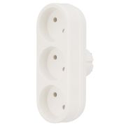 Тройник 3L 6А белый прямой без заземления