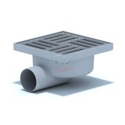 Трап горизонтальный АНИ D50мм нерж.решетка 150х150 сухой затвор(TQ5112)
