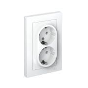 Розетка двойная с з/к,16А в сборе белый ATN000124