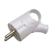 Вилка разборная угловая с з/к с кольцом 16А белая